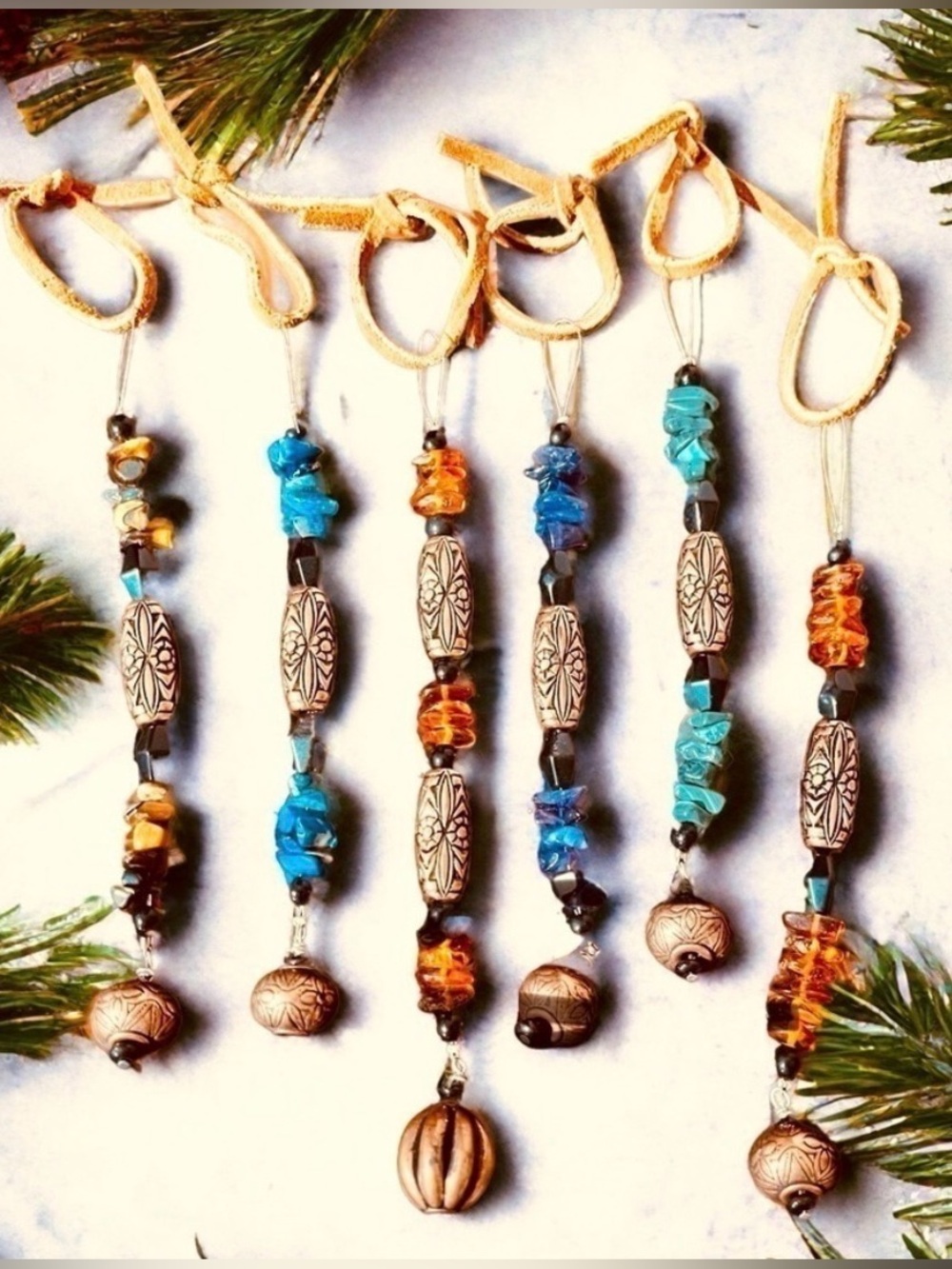 Handcrafted Genuine Stone Ornaments Lapis, Amethyst, Tiger Eye, Amber, Malachite